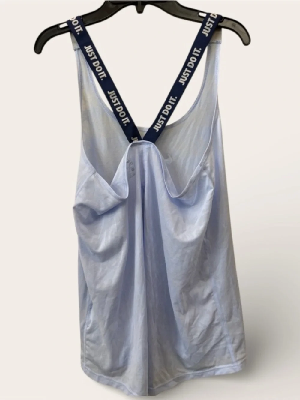 Nike Just Do It Tank Top Women’s Medium Light Blue Open Back Criss Cross Straps